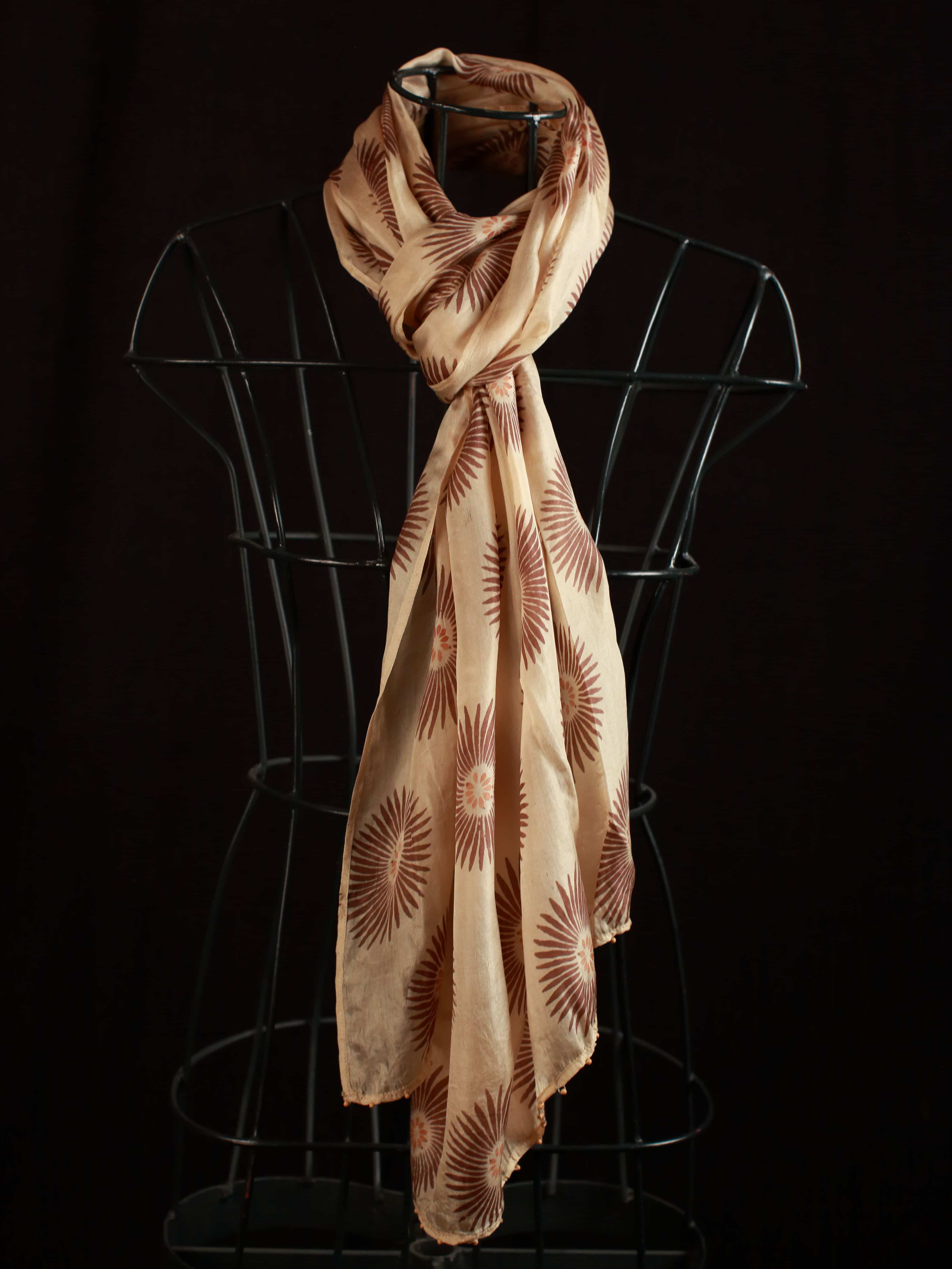 Chrysanthemum Print on Tabby Stole